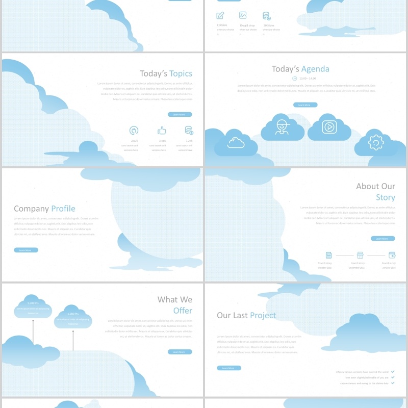 云朵图形公司介绍工作PPT版式展示设计Kinton Powerpoint Template