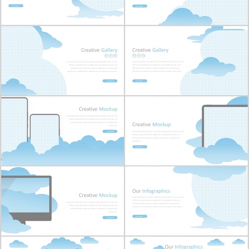 云朵图形公司介绍工作PPT版式展示设计Kinton Powerpoint Template