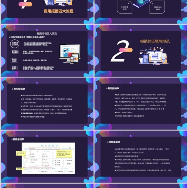 深色企业管理培训财务报销流程PPT模板