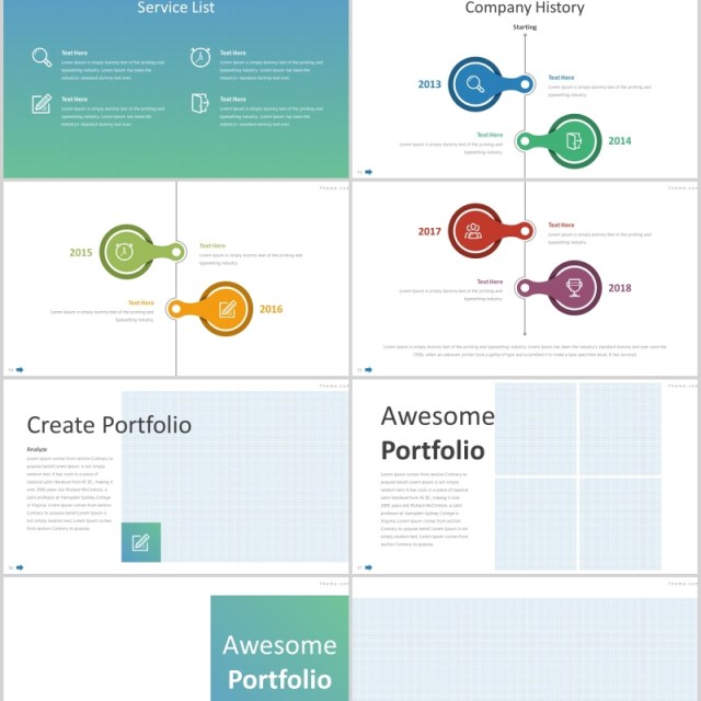 商务版式排版时间轴流程图PPT图表素材River - Powerpoint Template