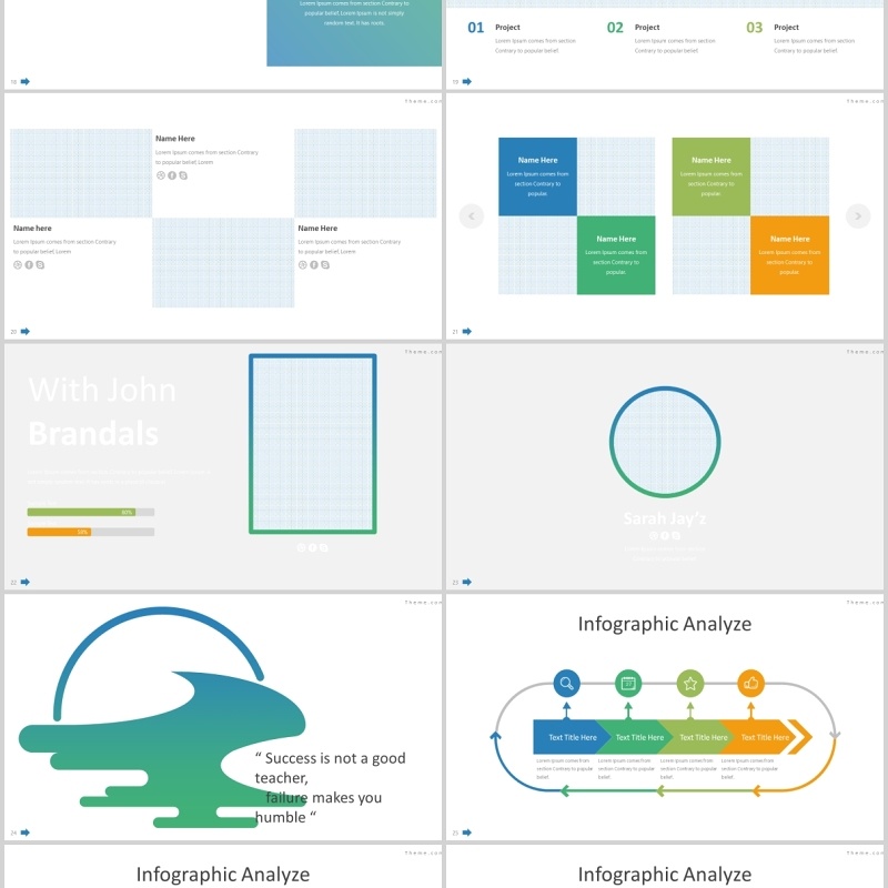 商务版式排版时间轴流程图PPT图表素材River - Powerpoint Template