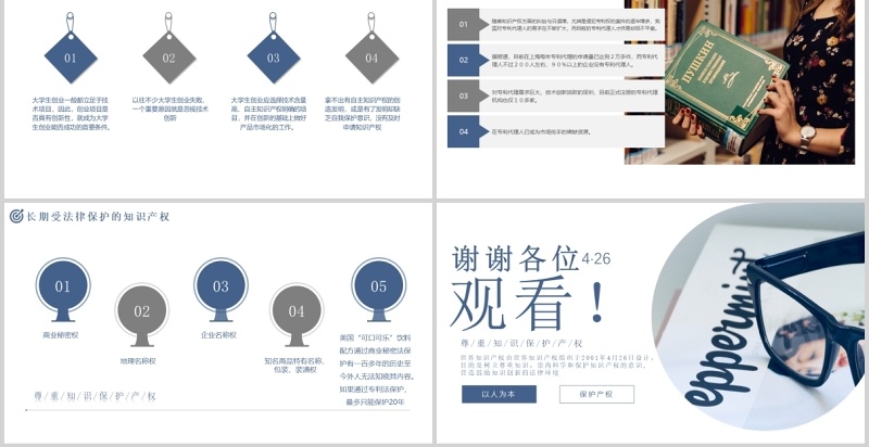 时尚简洁世界知识产权日ppt模板