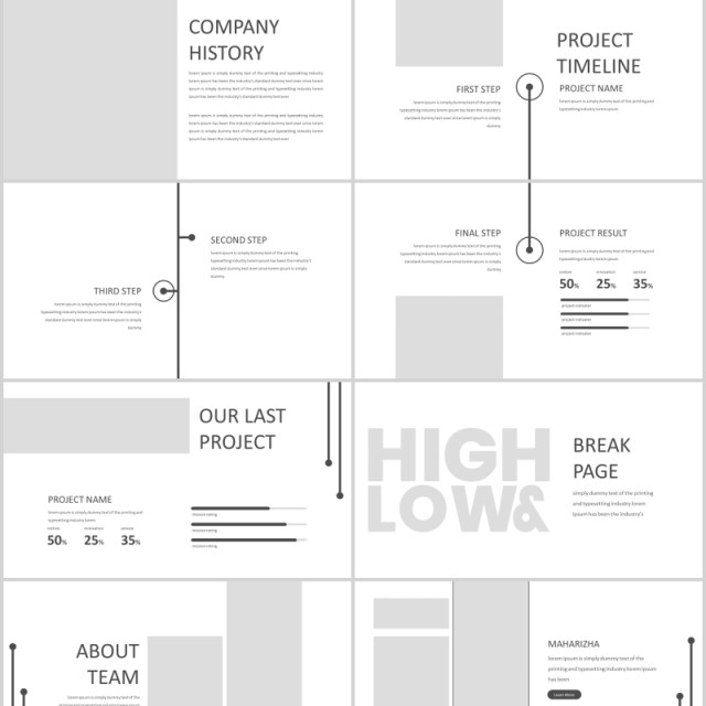 高端简约公司简介项目产品介绍PPT模板版式设计High&Low Powerpoint Template