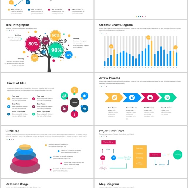 商务图表树状图百分比PPT可视化素材图文排版模板Omega Powerpoint Template