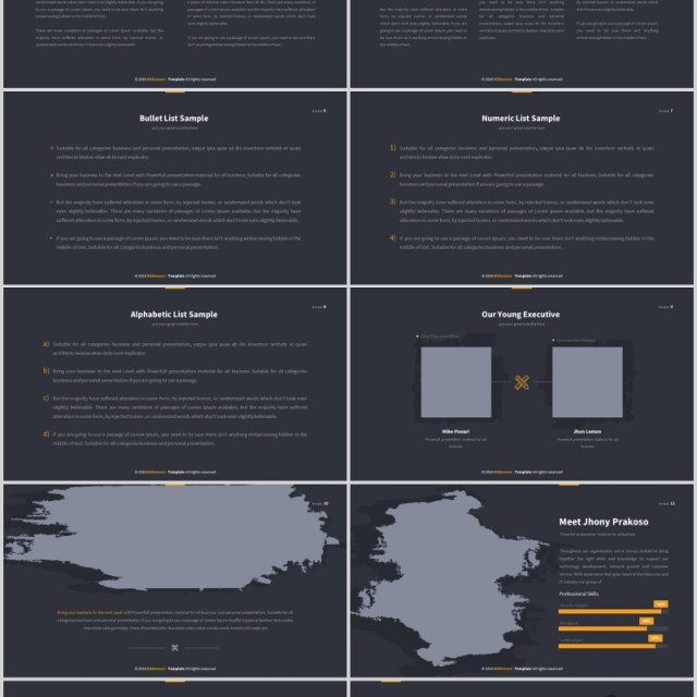 深色创意图形图文排版PPT商务版式模板Infocs Powerpoint Template