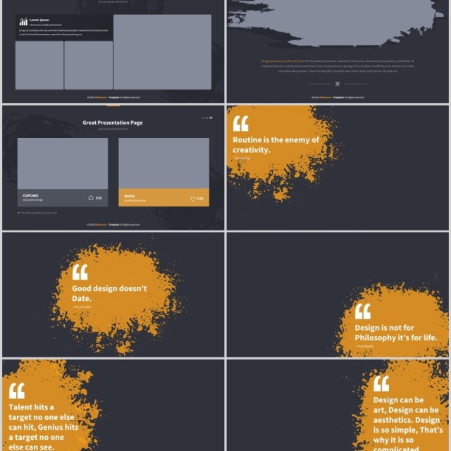 深色创意图形图文排版PPT商务版式模板Infocs Powerpoint Template