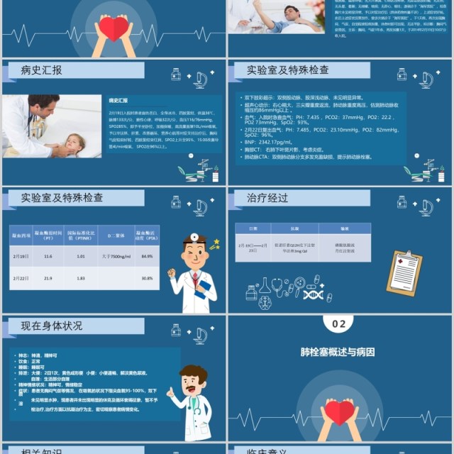 深蓝色脑栓塞病人的护理查房PPT模板