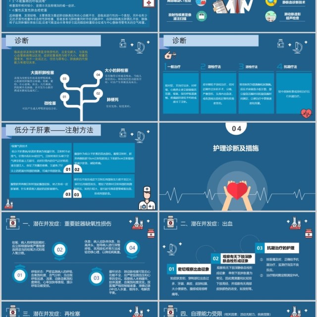 深蓝色脑栓塞病人的护理查房PPT模板