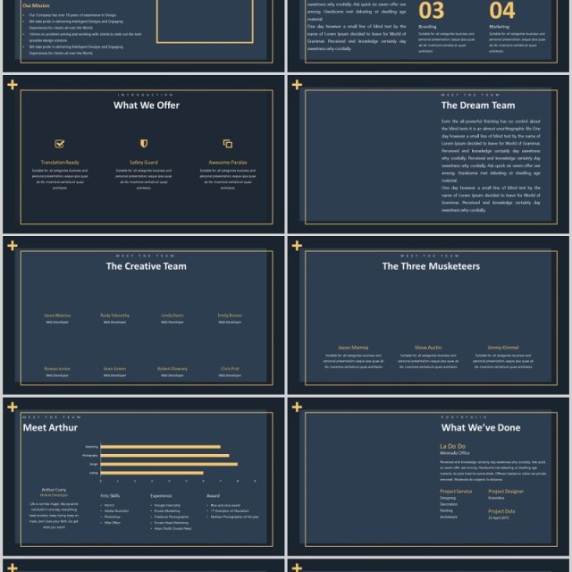 深色商务工作PPT模板版式排版设计Benhil Powerpoint Presentation