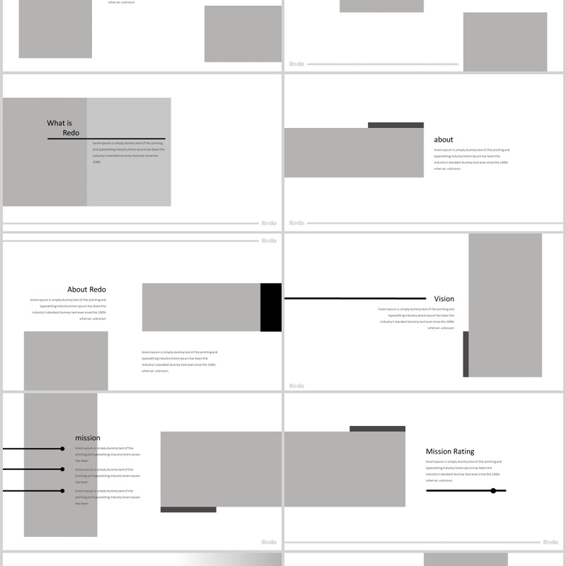 简约产品项目展示工作通用PPT模板版式设计Redo Powerpoint Template