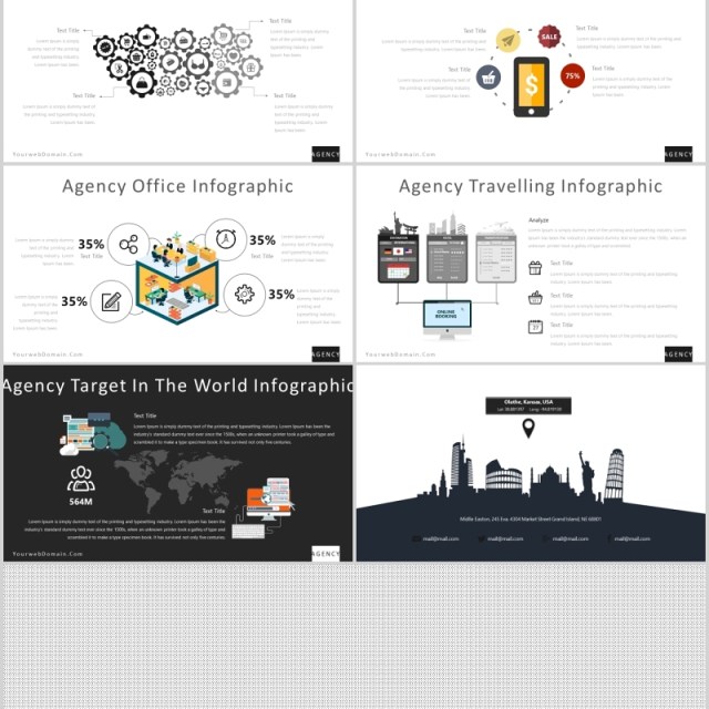 互联网信息连接图表PPT图文排版素材Agency Powerpoint Template