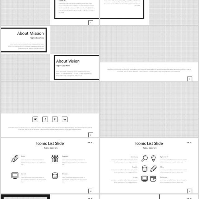 简约公司简介产品介绍PPT模板版式图文排版B&W Powerpoint Template