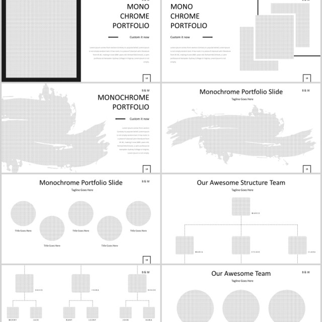 简约公司简介产品介绍PPT模板版式图文排版B&W Powerpoint Template