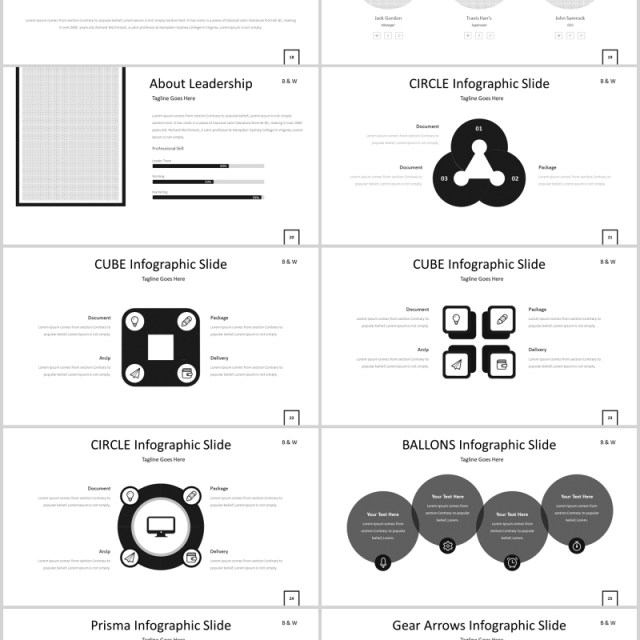 简约公司简介产品介绍PPT模板版式图文排版B&W Powerpoint Template