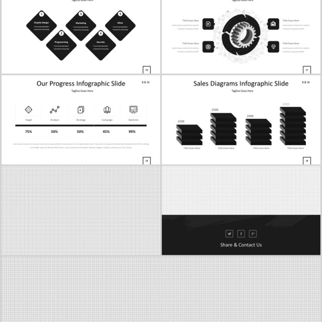 简约公司简介产品介绍PPT模板版式图文排版B&W Powerpoint Template