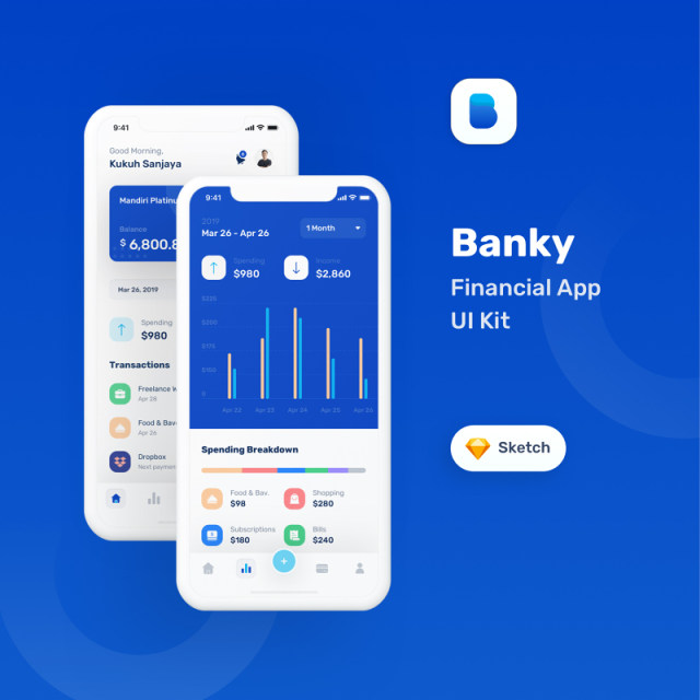 金融财务应用程序用户界面工具包Banky - Finance App UI Kit