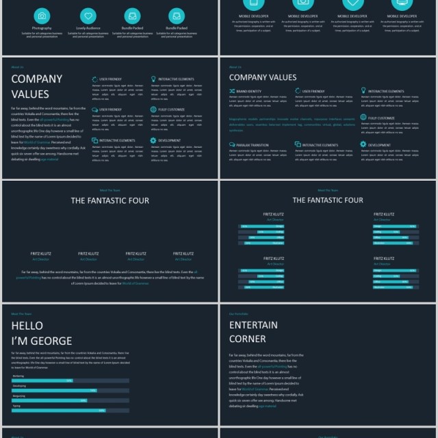 深色商务可视化图表PPT模板版式设计ATULAH Powerpoint Presentation Template