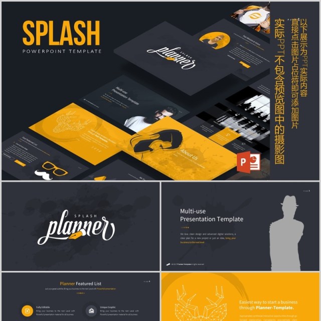 深色商务工作通用PPT模板版式设计Splash Powerpoint Template