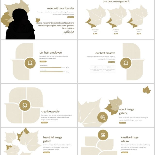 秋叶图形公司介绍PPT模板版式设计Autumn leaves Powerpoint Template