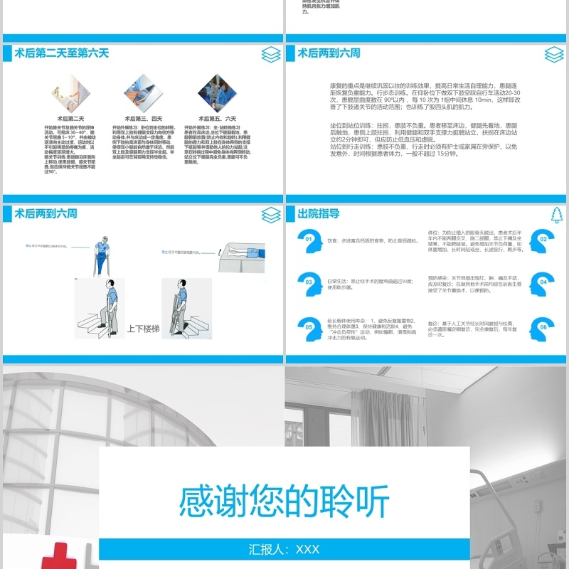 蓝色课件股骨颈骨折护理查房PPT模板