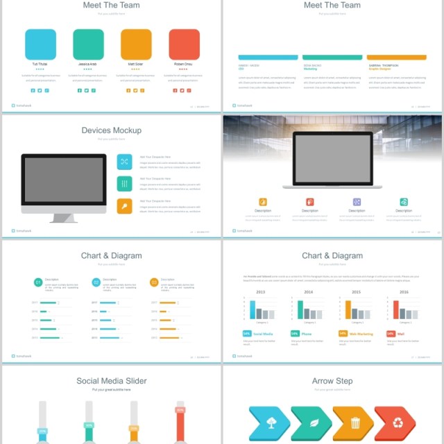 并列关系信息图表PPT素材模板Tomahawk Powerpoint Template