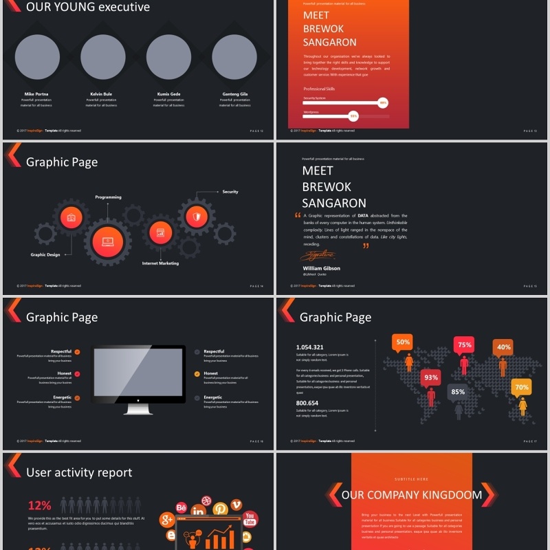 深色商务通用PPT模板版式设计可视化信息图表Cleanux Powerpoint Template