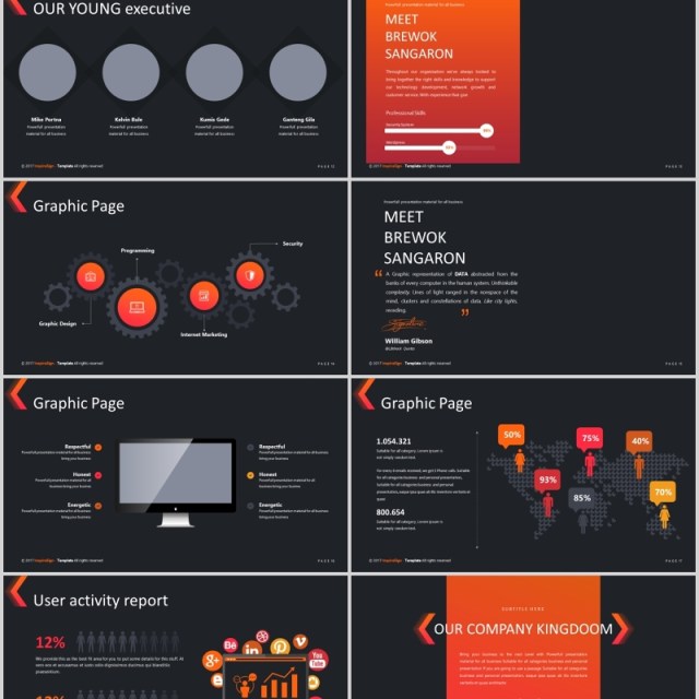 深色商务通用PPT模板版式设计可视化信息图表Cleanux Powerpoint Template