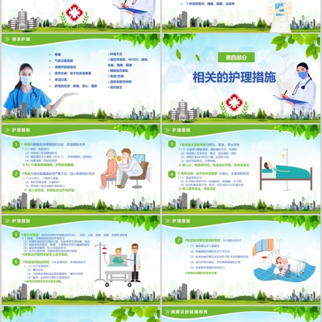 绿色清新急性胰腺炎护理查房PPT模板 绿色清新急性胰腺炎护理查房PPT模板
