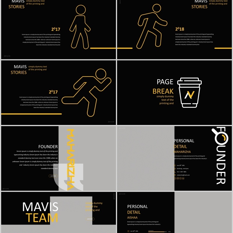 深色创意商业项目计划公司介绍产品展示PPT模板版式设计Mavis   Powerpoint Template