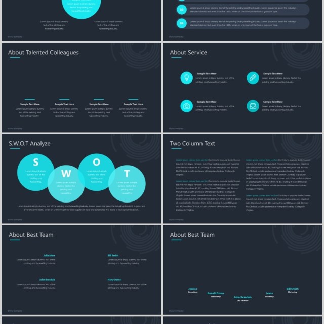 深色高端商务商业计划可视化图表PPT模板Spiral Powerpoint Template