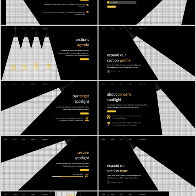 深色商务工作PPT模板版式设计Spotlight Powerpoint Template 深色商务工作PPT模板版式设计Spotlight Powerpoint Template