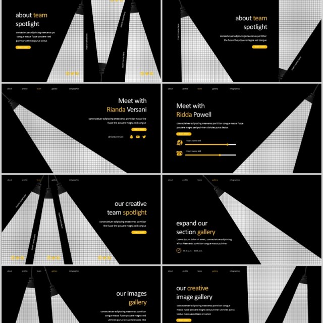 深色商务工作PPT模板版式设计Spotlight Powerpoint Template