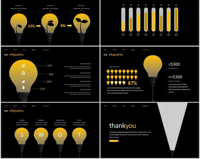 深色商务工作PPT模板版式设计Spotlight Powerpoint Template