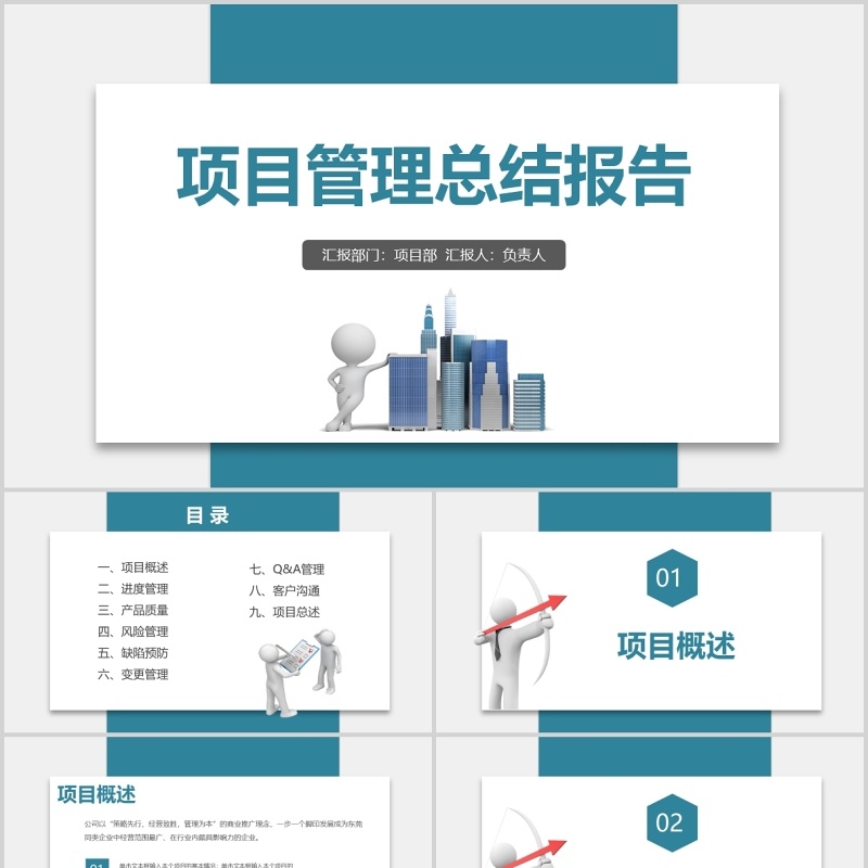 商务公司项目管理总结报告PPT模板