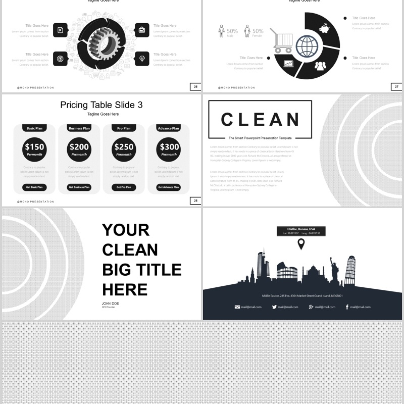 简洁公司产品介绍PPT模板版式设计Clean Powerpoint Template