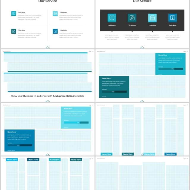 商务图文排版阶梯台阶PPT信息图表素材Alva - Powerpoint Template