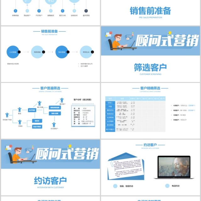 简约淡雅顾问式销售营销PPT模板