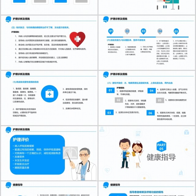 简约医疗医学卡通呼吸衰竭护理查房PPT模板