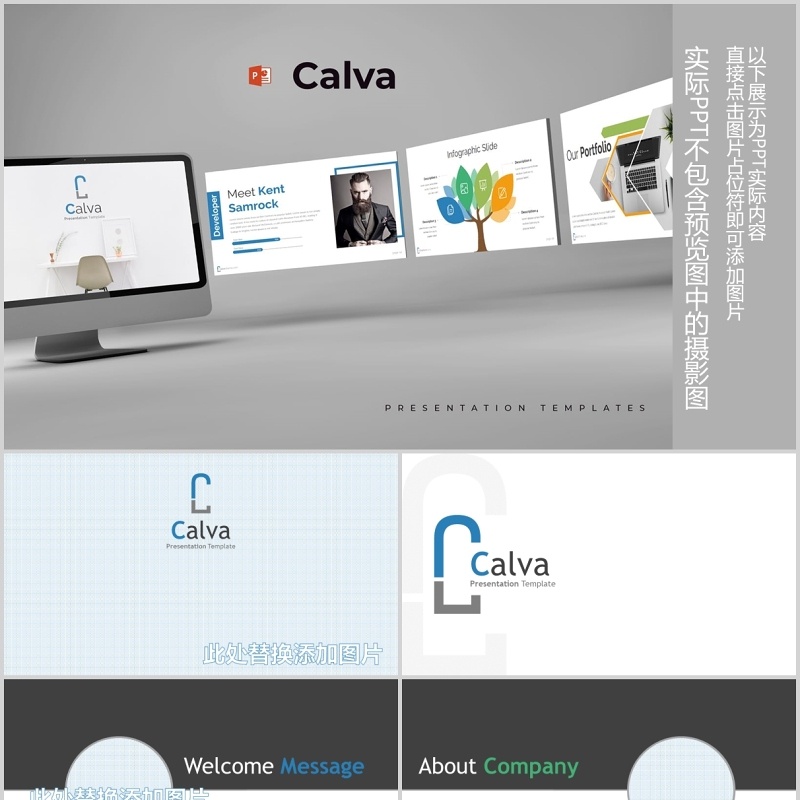 商务图片排版PPT可视化图表素材模板Calva - Powerpoint Template