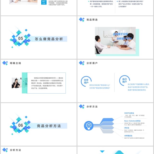 蓝色简约竞争产品分析报告PPT模板