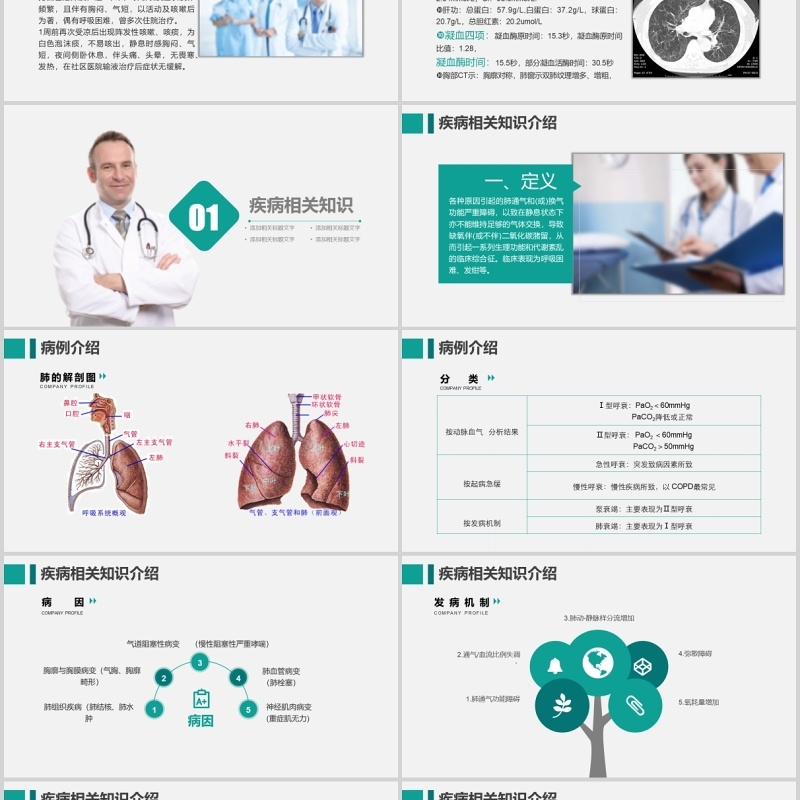 简约医院呼吸衰竭护理查房培训课件PPT模板