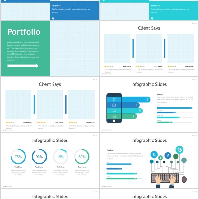 互联网信息图表图片排版PPT素材模板Java - Powerpoint Template