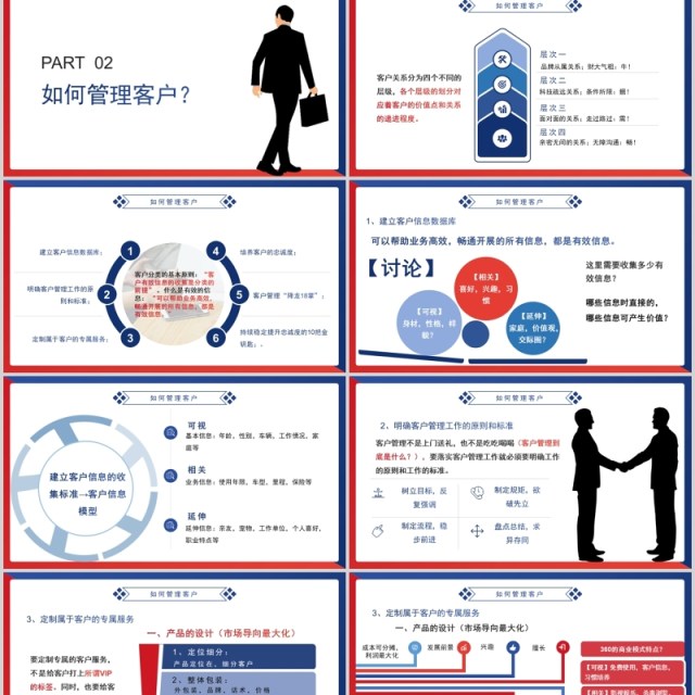 时尚红蓝搭配商务市场培训客户关系管理PPT模板 时尚红蓝搭配商务市场培训客户关系管理PPT模板