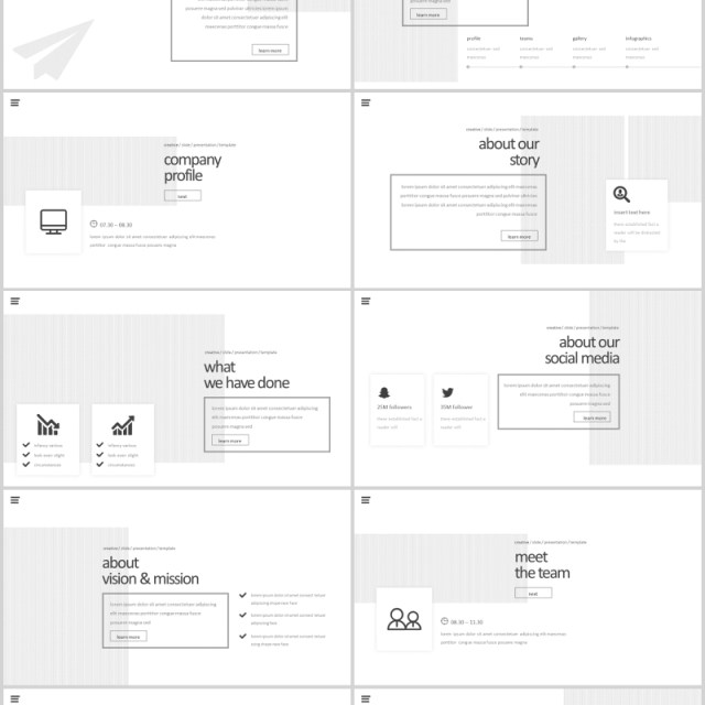 简约时尚公司简介产品介绍PPT版式模板设计Kondese Powerpoint Template