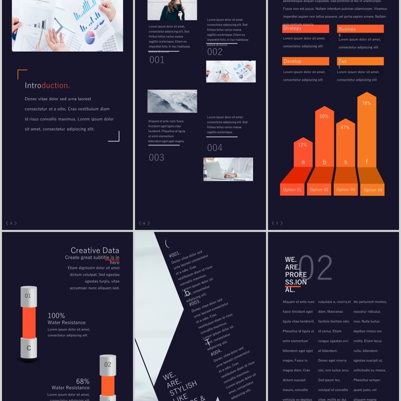 深蓝色商业计划书手机无线端竖版PPT模板