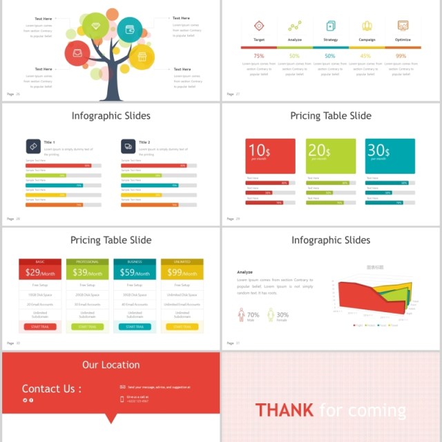 商务树状图表目录PPT素材模板ABstract - Powerpoint Template