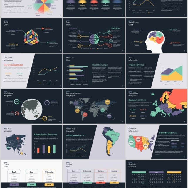 深色高端工作项目计划书数据表格PPT模板排版设计SIMPLE Powerpoint Presentation Template