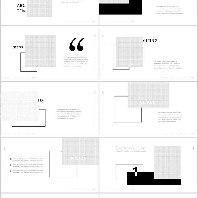 简约时尚摄影项目介绍PPT模板版式图文排版素材Faccia Powerpoint Template