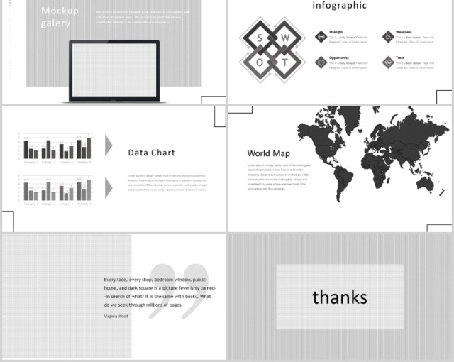 简约时尚摄影项目介绍PPT模板版式图文排版素材Faccia Powerpoint Template