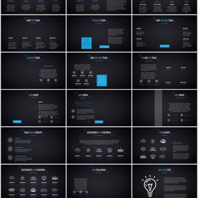 多功能深浅两套PPT演示模板手机电脑模型Duende dark Light Powerpoint template